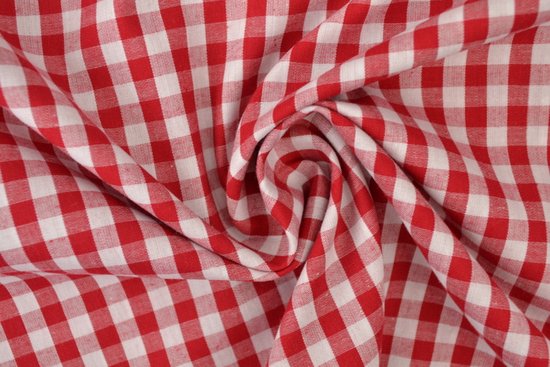 Ruitjesstof - Rood 6,5mm ruit - 1 meter - Per meter - 150cm breed | bol
