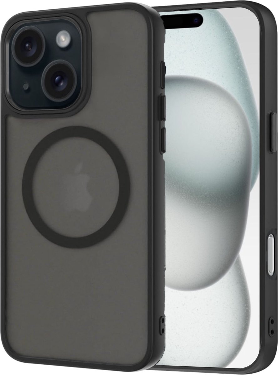 Hoesje geschikt voor Apple iPhone 15 - Geschikt voor Magsafe - Shock Proof Case – Mat Zwart
