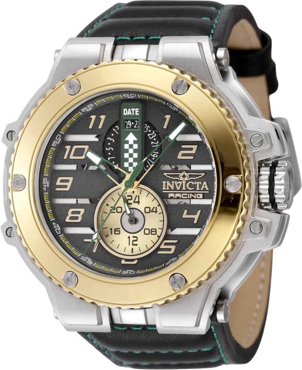 Invicta Racing 47380 Heren Horloge - Waterdicht - Analoog - Quartz Uurwerk - Roestvrij Staal met zwarte Wijzerplaat - 58mm