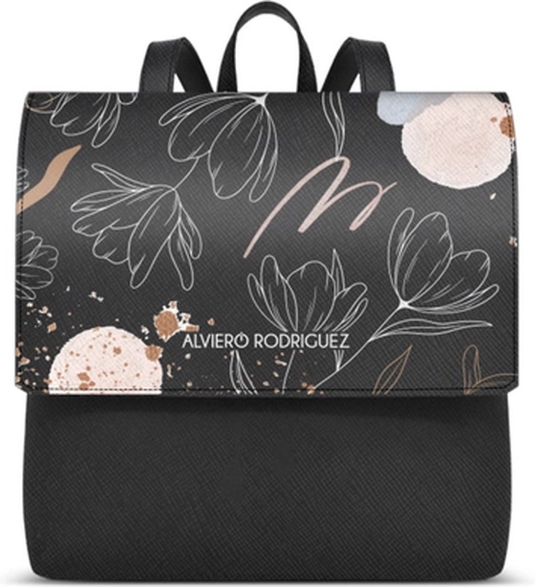 Eco gerecycled leer rugtas - verstelbare riem - rugzak - patroon van Luxe bloemen kunst