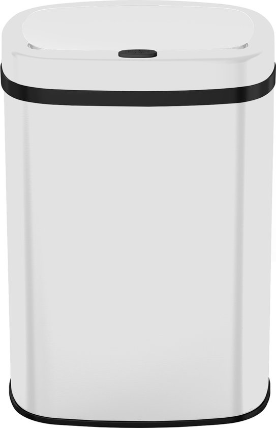 Bayt Prullenbak - Prullenbak 60 Liter - Prullenbak met Sensor - Vuilnisbak - Afvalbak - Metaal - Wit