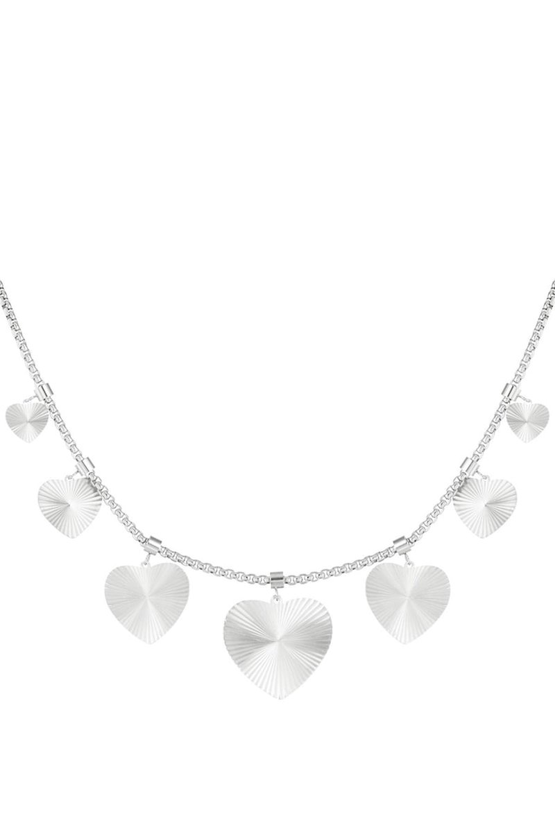 Bijoutheek Collier Hartjes Structuur Zilver