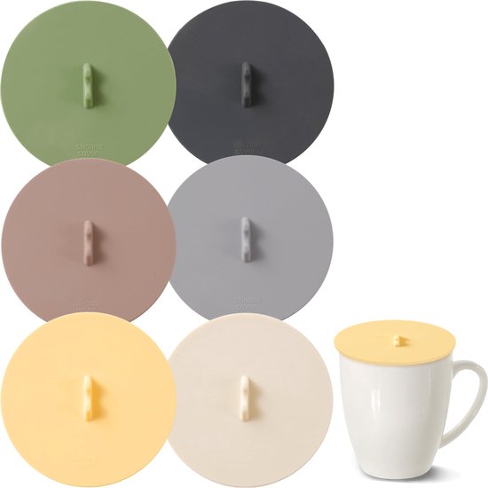 Nordivar - Couvercles En Silicone Pour Tasses - Housses De Gobelet Reutilisables Et Sures Pour Les Aliments Couvercles Hermetiques Universels Pour Cafe Et The 6 Pieces