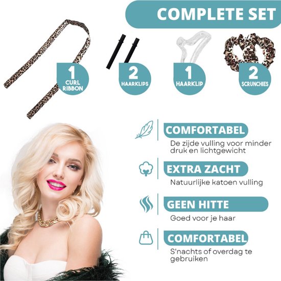 BeautyFit® - Nieuwste Krulspelden - Heatless Curls - Haarrollers - Krullen Zonder Hitte - Krullers - Haar Rollers Zelfklevend - Haarkruller tijgerprint