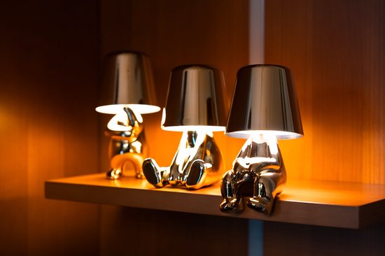 Luxus Lampe de table sans fil rechargeable Bins Brother - Or - Set de 5 - Lampe de table décorative - Lampe de nuit - Lampe de table de chambre - Lampe de bureau - LED - Tactile - Intensité variable - Sans fil - Fonctionne sur piles