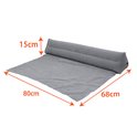 Grijze, opblaasbare bedrand met flap, 80cm breed en 68cm lang.