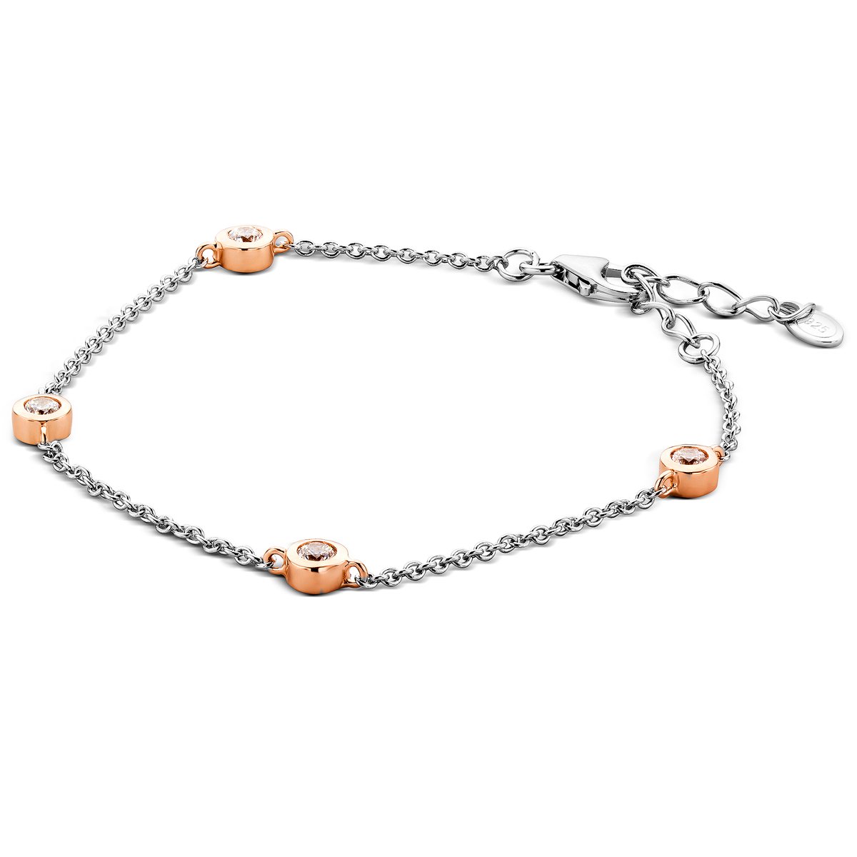 Miore Pure Armband Dames - Zilver - Schakelarmband met Zirkonen - Hypoallergeen Sierraad - 21 cm