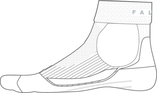 Illustratie van een Falke sportsok met materiaalaanduiding.