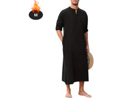 Nivard Islamitische Kleding - Djellaba Heren - Moslim Kleding - Arabisch Mannen Kaftan - Alhamdulillah - Zwart M