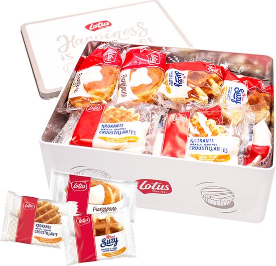 Lotus koekjesdoos met Frangipane, Mini Suzy & Krokante Wafels - Lotus koekjesmix - koffiekoekjes - 20 stuks - 627g