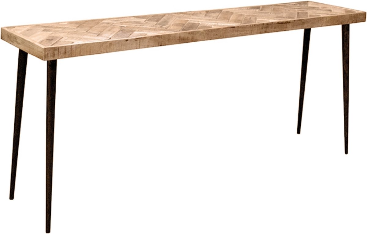 OHNO - Erik Consoletafel - Hout - 2 - Visgraatlook - Zwart Metalen poten