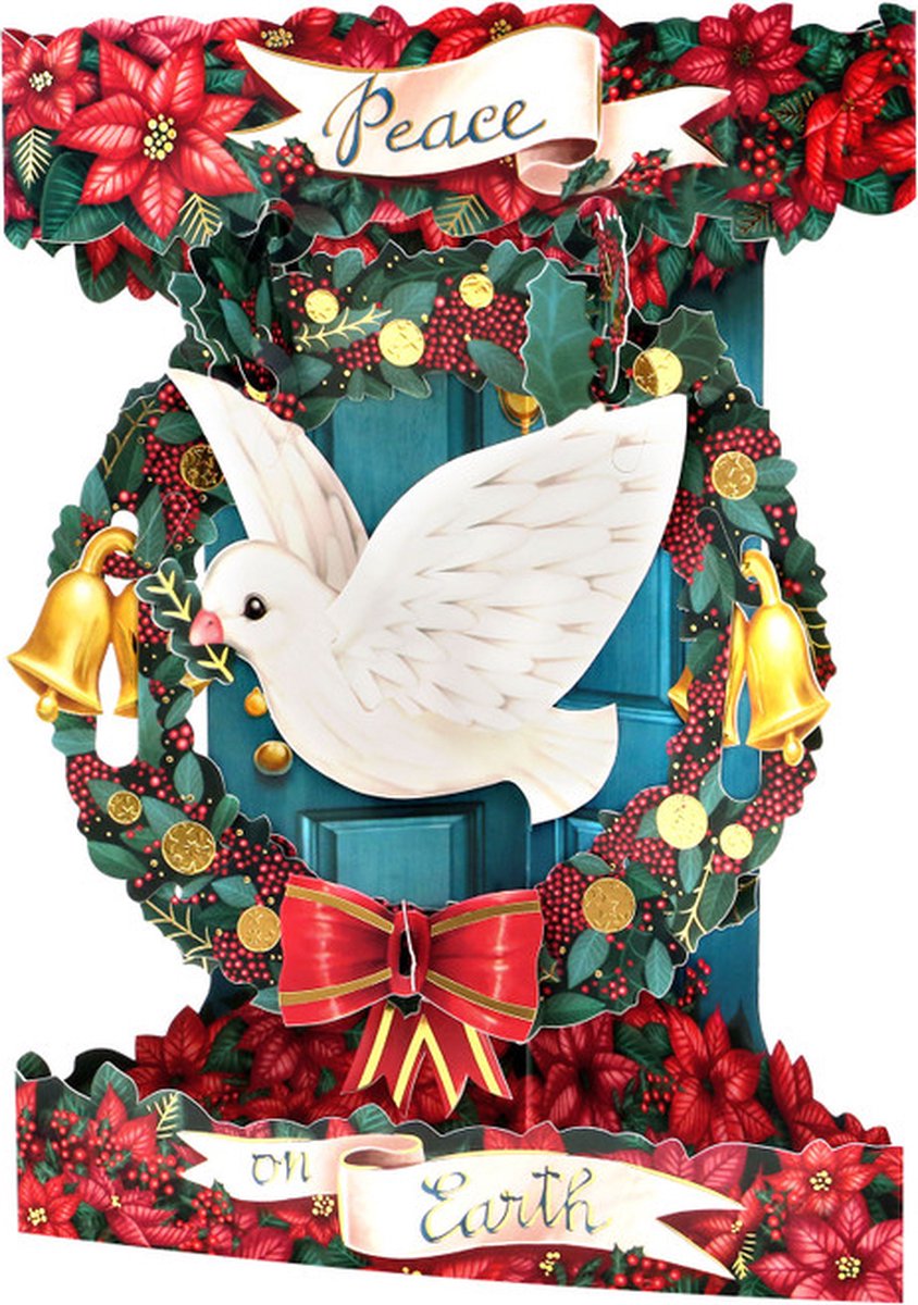 3D Swing Pop-up Kerst Wenskaart met envelop duif xsc214