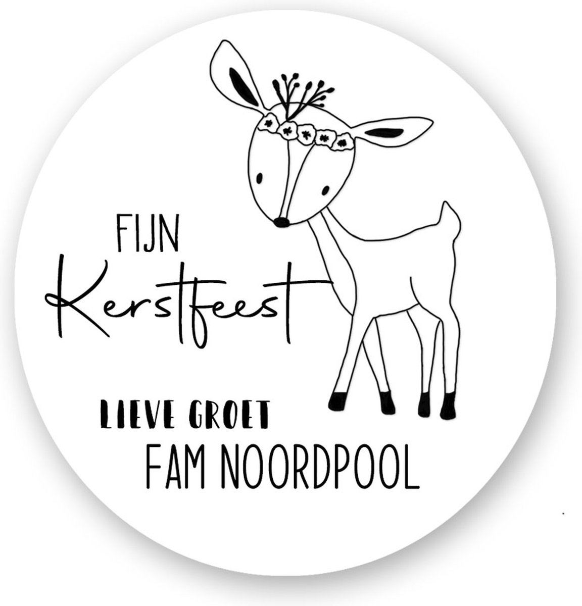 Sluitzegels Kerst met naam - deer lijntekening - Sluitstickers Pimp Studio
