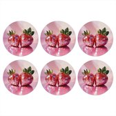 Dessous de verre Disco - Fruits - Paillettes - Fraise - 10x10 cm - 6 morceaux - Sous pour Verres et Tasses