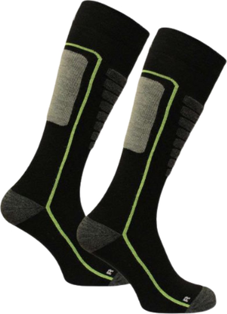 Norfolk Skisokken - Merino Wol Skisokken - Schokabsorptie - Naadloos - Zacht, Warm en Droog - Maat 47-50 - Zwart - Courchevel