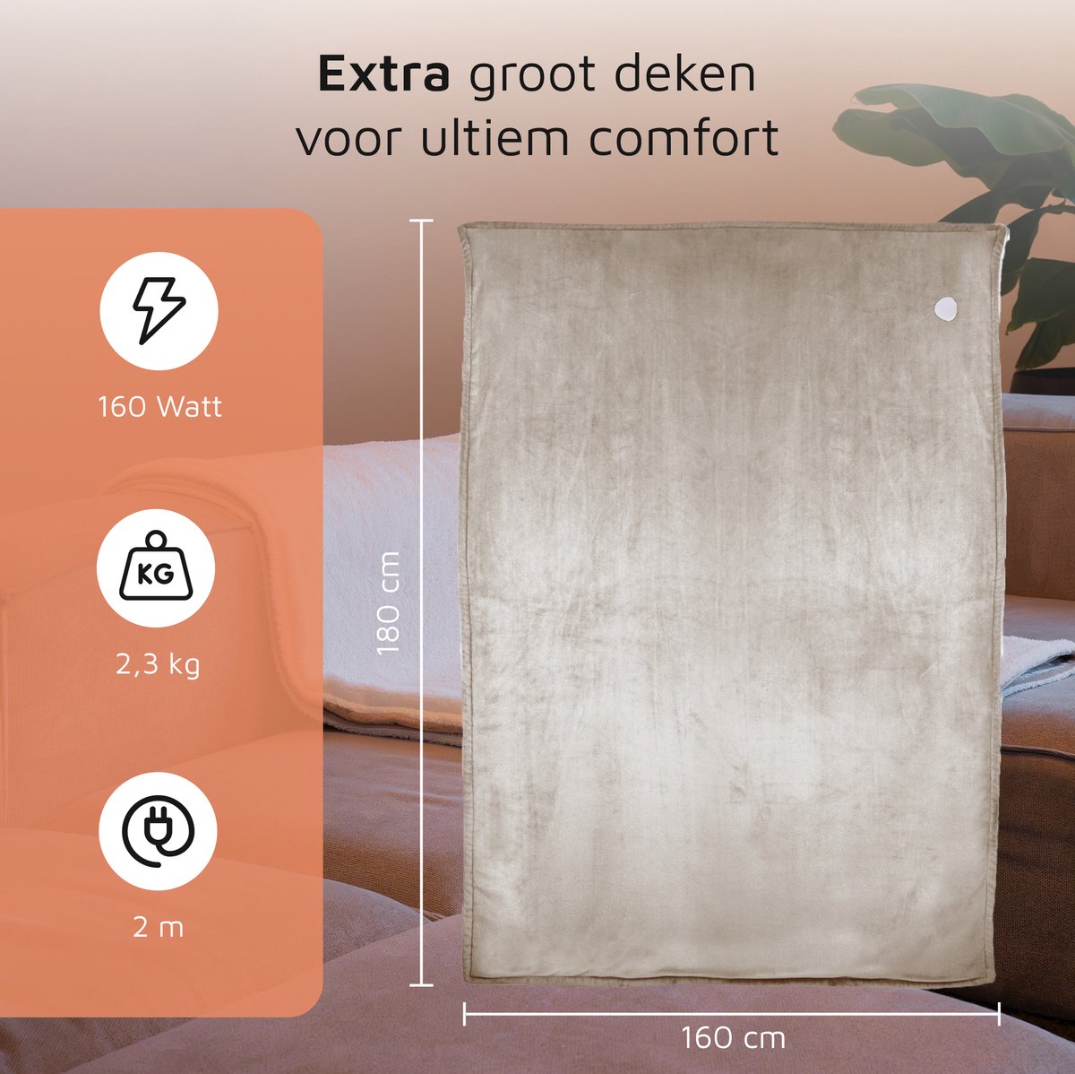 Afbeelding 3 van ASOME WD-180A Elektrische Deken - Electrische Deken - Warmtedeken - Elektrische Deken 2 persoons - 180x160 cm - Extra Groot