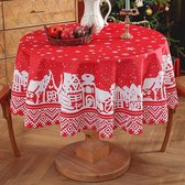 Rond Kerst tafelkleed - Polyester - Vocht- en vuilafstotend - 155 cm -Tafelkleed Afwasbaar - Rond kersttafelkleed - voor feest, keuken, eetkamer