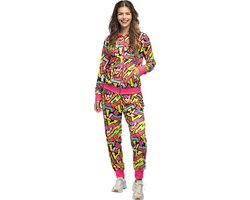 Boland - Trainingspak Street art babe UV (L) - Volwassenen - - 80s - 90s - foute party - grappig - retro trainingspak - neon