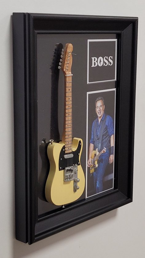 Bruce Springsteen Miniatuur Gitaar met lijst wanddecoratie 20x15 cm ...