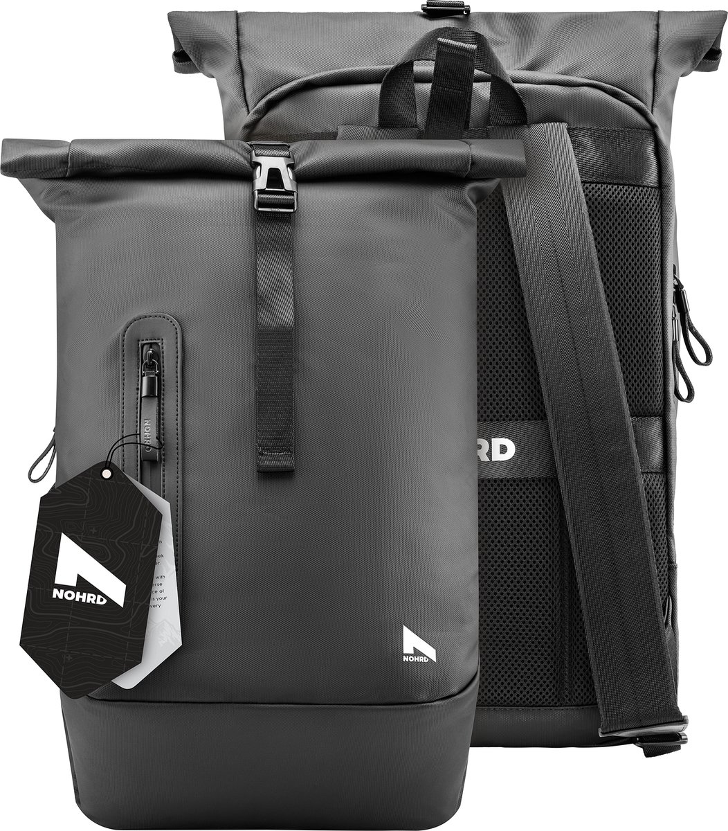 Bol.com NOHRD Rolltop Laptop Rugzak - 20 tot 40 L - Laptoptas 15.6 Inch - Schooltas - Rugtas met Laptopvak - Dames & Heren aanbieding