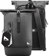 NOHRD Laptop Rugzak - Zwart - Laptoptas t/m 15.6 inch - Rugtas Dames & Heren - Schooltas - Waterdichte Rugzak met Laptopvak - Rolltop