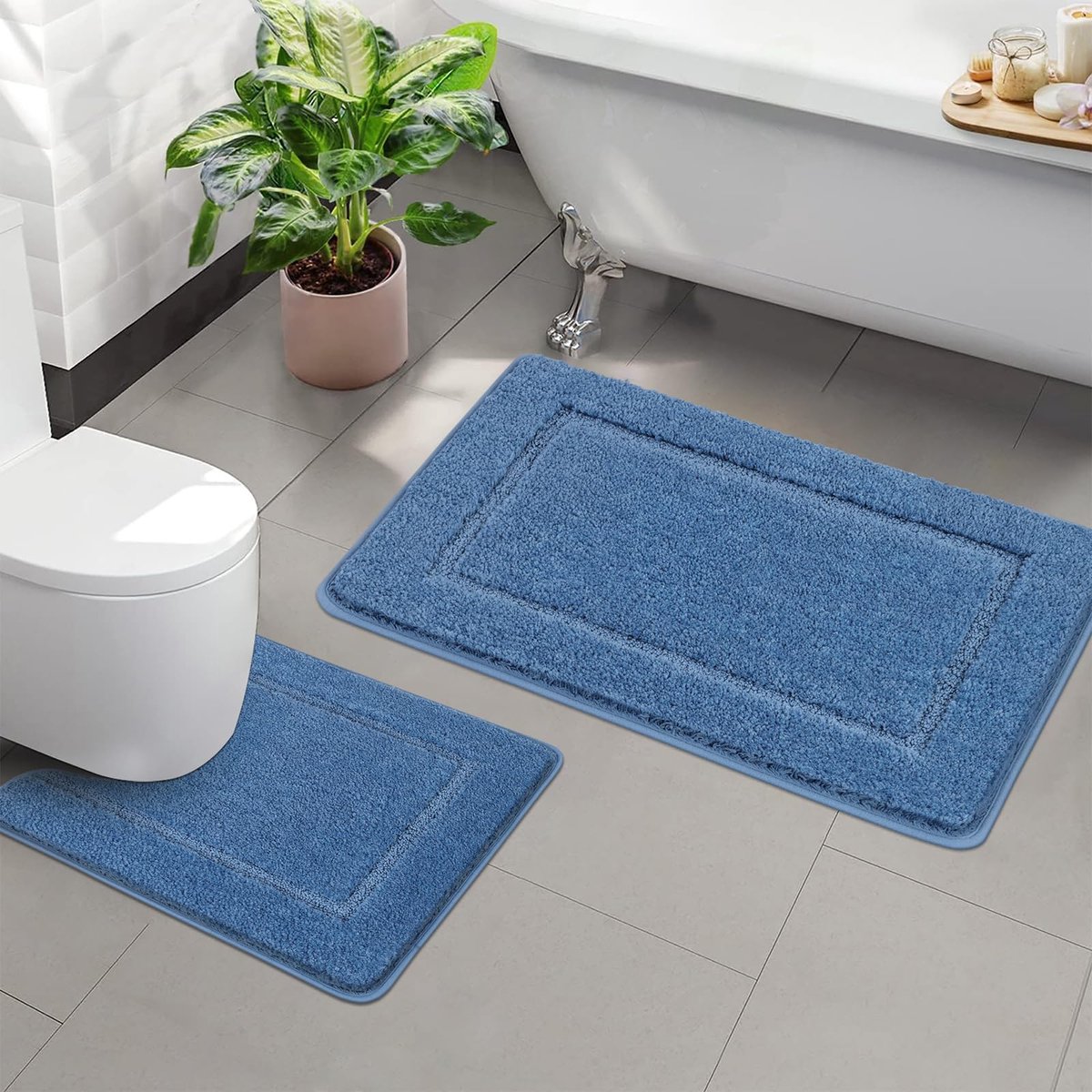 Goodivery ® Zachte en Luxe 2-delige Badmatset met Antislip en Absorptie voor Badkamercomfort