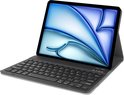 Zwarte tablet hoes met QWERTY toetsenbord, tablet in kijkstand.
