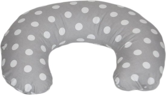 Voedingskussen 80 cm | Grijs met witte bollen