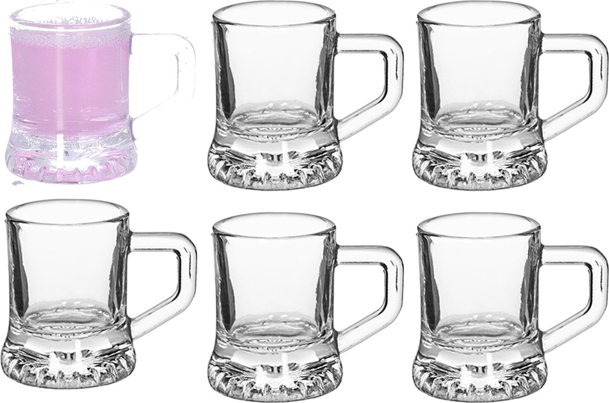 Alessandro Shotglaasjes Jarrita Praga - 6x stuks - met oor - glas - 3 x 5 x 4 cm - 30 ml