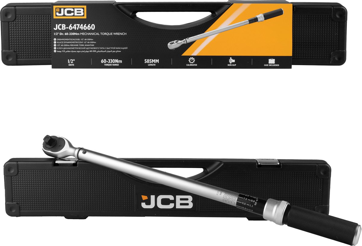 JCB - Mechanische Momentsleutel 1/2" 60-330Nm – Hoge Precisie, Duurzaam en Gecertificeerd