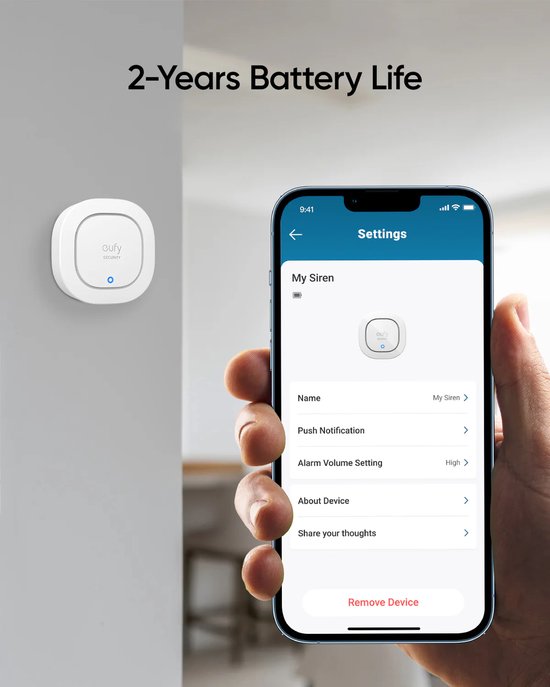 eufy Security Siren, IP65 weatherproof, app control, HomeBase required, compatible with Homebase 2 & 3, 105 dB wireless alarm, with remote control, 2 years battery life
