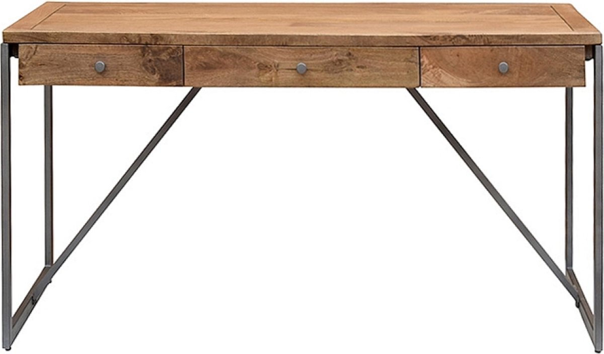 OHNO - Jax Bureau - Hout - 3 Lades - Zwart Metalen poten