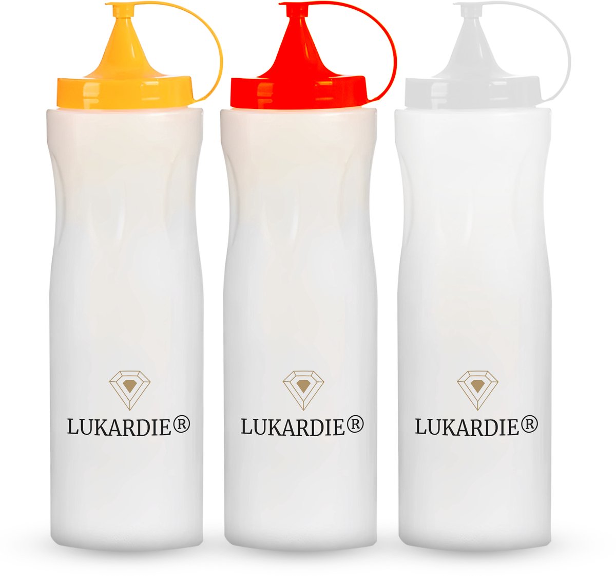 LUKARDIE® 3x Doseerfles XL - Poffertjes Saus Beslag - Knijpfles - 3 stuks a 400ml - Sausflessen