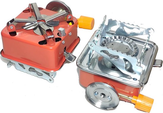 Camping kookstel compact opklapbaar piëzo gasbrander rood incl 2 gas navullingen 227gr / 392ml van Camp Active — afbeelding 3
