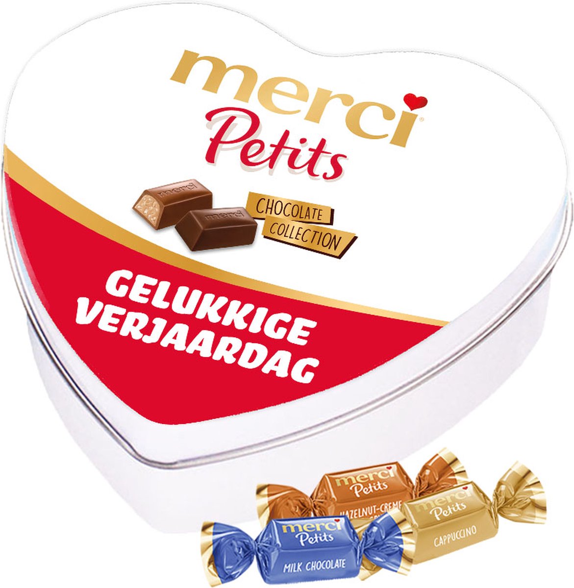 merci Petits geschenkdoos hartje "gelukkige verjaardag" - mix van smaken - chocoladecadeau - verjaardagscadeau - 115g