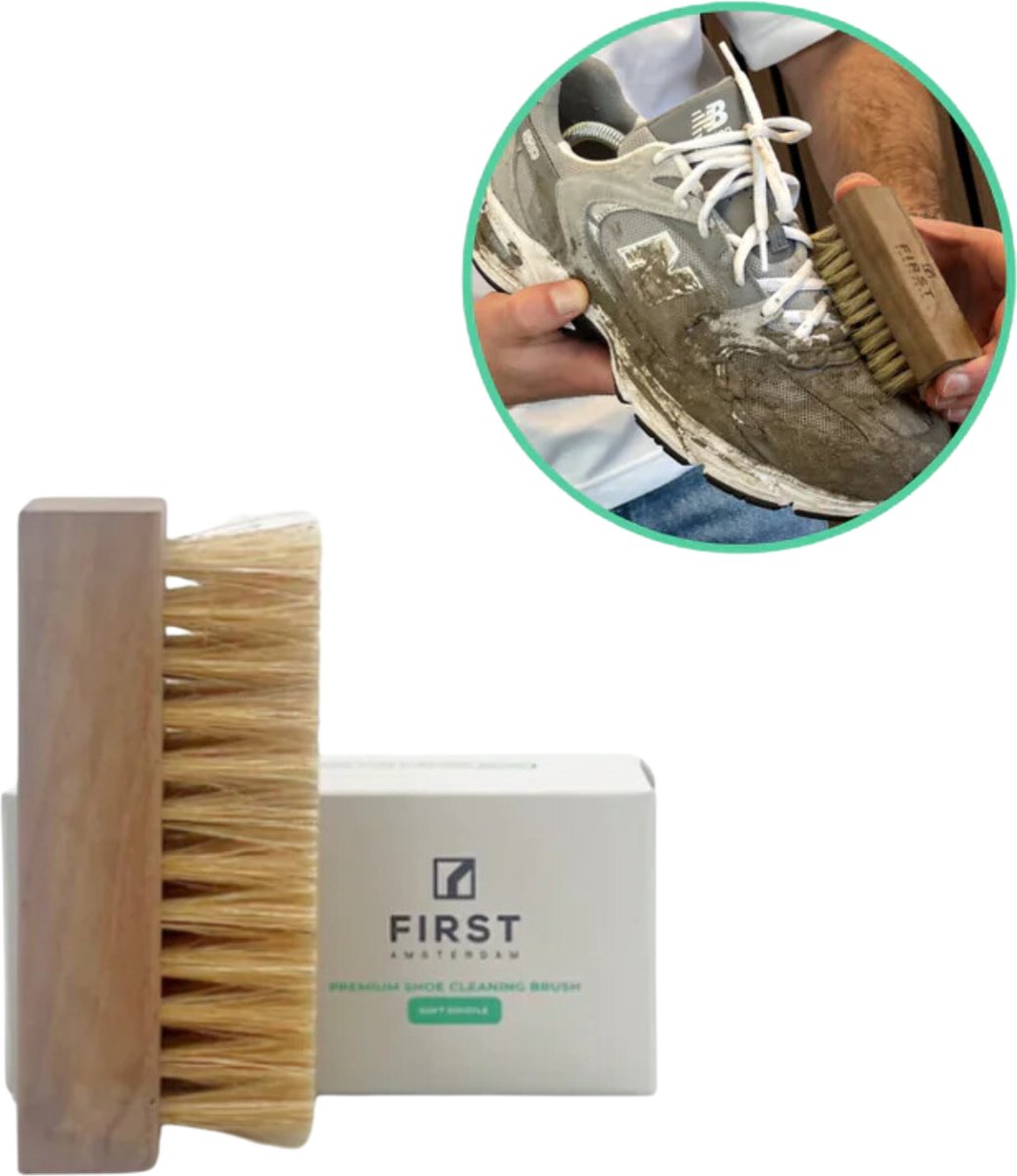 First Amsterdam Schoenborstel - Schoenpoets borstel - Premium - Bruin - Sneaker Cleaner