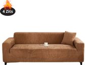 Livano Bankhoes - Bankbeschermer - Stretch - Sofa Cover - Pluche - Kameel - 4 Zits