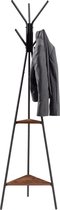 ACAZA Kapstok - Kapstok staand - 2 legplanken - 49 x 49 x 179 cm - Vintage Bruin