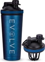 Fit Evolve® Premium RVS Shake beker - Dubbelwandig Proteïne Shaker – Thermosfles - Blauw - 720ml