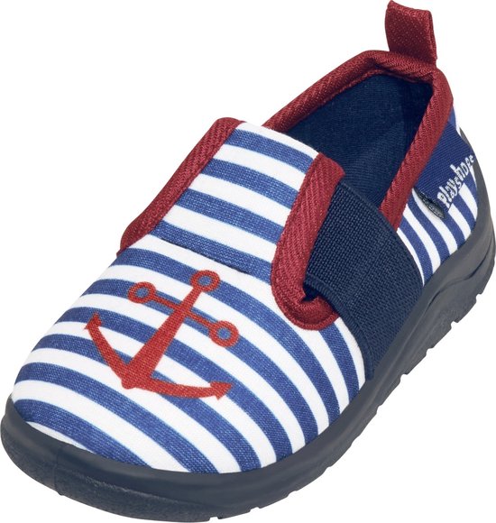 Playshoes Maritiem Pantoffels - Kinderen - Navy/Wit