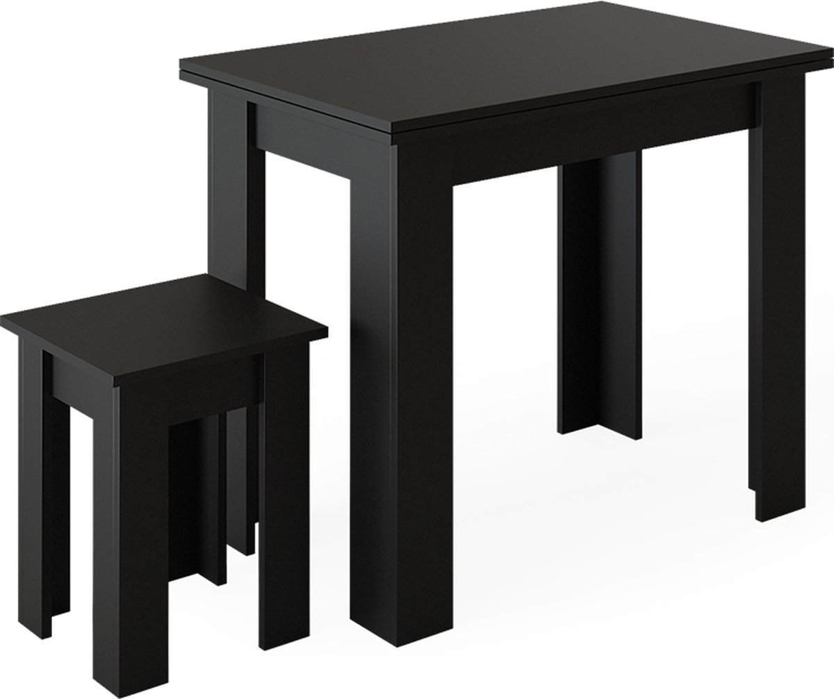 Vicco Roman Eettafel met stoel – 90 x 60 cm Zwart