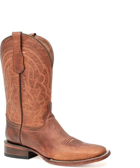 Circle G heren cowboylaarzen in bruin leer met lichte stiksels bol