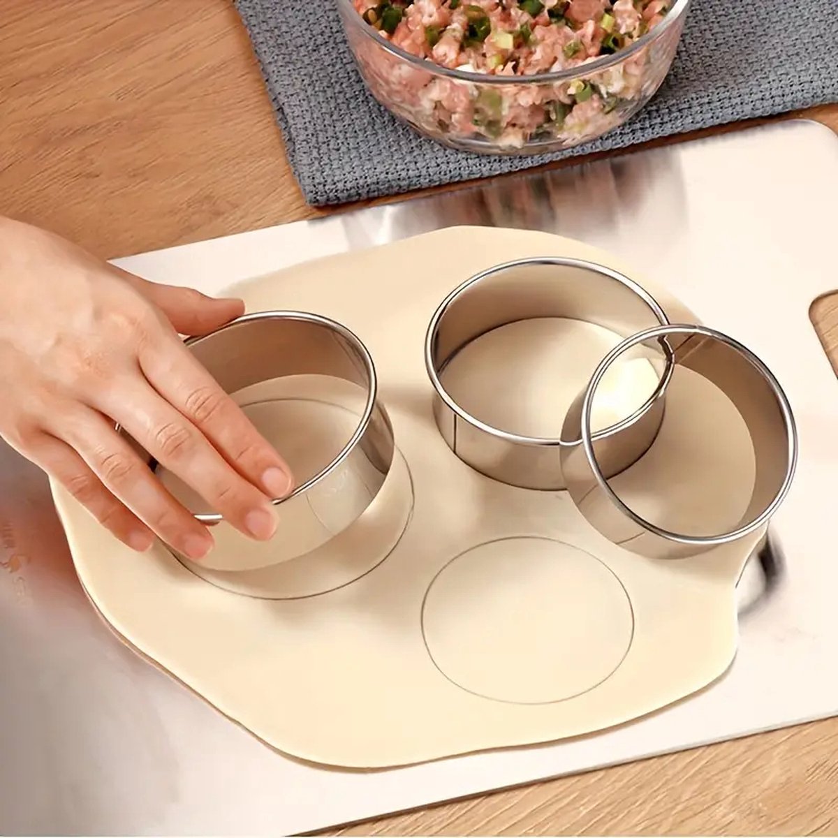 12-delige ronde koekjesvormset, roestvrij staal, koekje, koekjes, mes, cirkel, schuim, cake, metalen ring, bakvormen, cake, decoratie, gereedschap