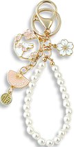 Ainy - Sakura Parel Koord Keychain | Sleutelhangers voor kinderen en volwassenen | Auto of fiets sleutelhanger met quick-release ringen | Mode accessoires | cadeau voor vrouwen