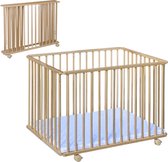 Bebies First LIAM Babybox Inklapbaar / Baby box – Kinderbox / Playpen Met Wieltjes - 99 x 75 x 74 cm- Naturel