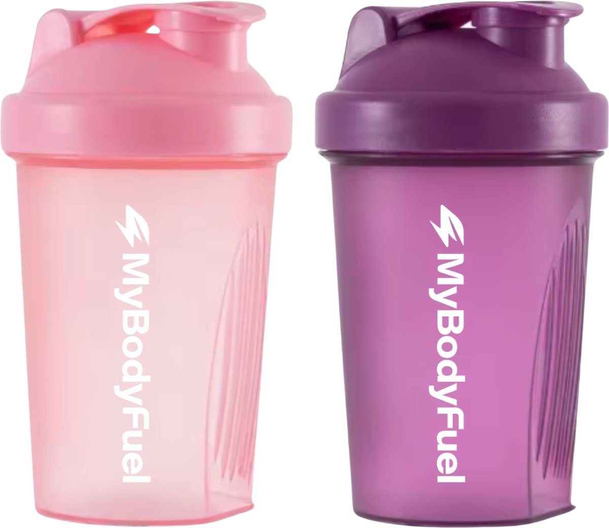 Goedkoopste MyBodyFuel - Shakebeker - Proteïne Shaker - inclusief mixfilter - Roze en Paars - Set van 2 stuks - Shakebeker 400 ml - BPA vrij
