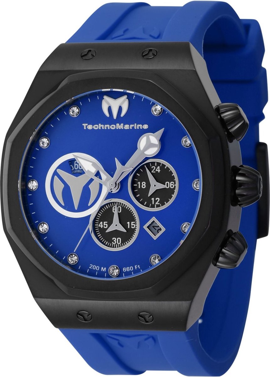 TechnoMarine Reef TM-523001 Heren Horloge - Waterdicht - Analoog - Quartz Uurwerk - Roestvrij Staal met blauwe Wijzerplaat - 45mm