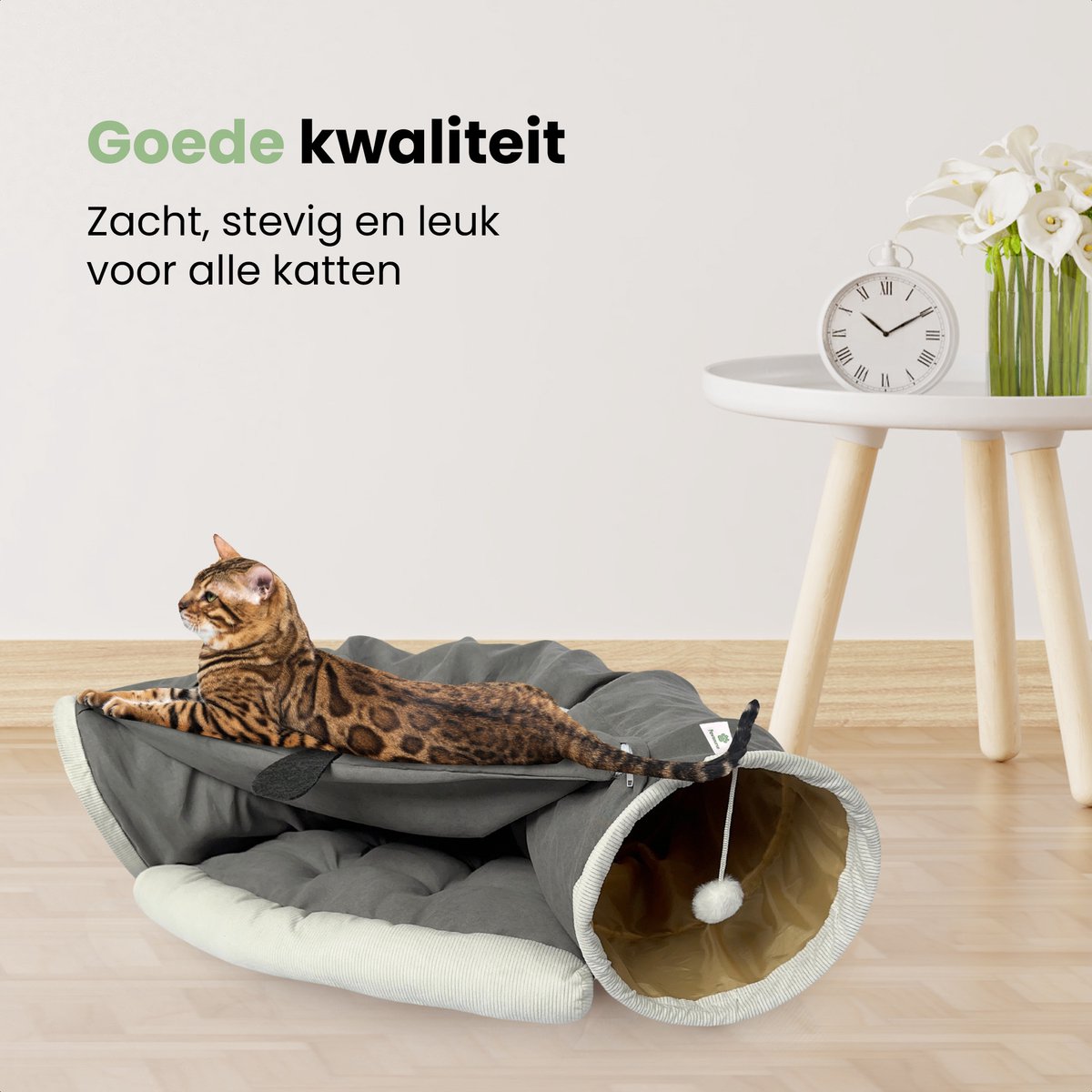 Pawsource Kattentunnel - kattenbed - speeltunnel - kattenmand 2in1 – foto 3