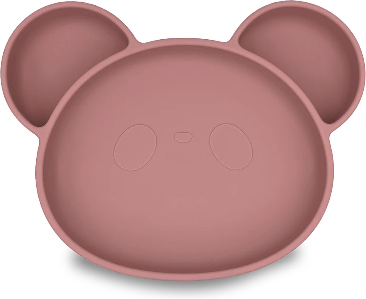 Goedkoopste Youly® Siliconen kinderbord beer - Kinderservies - Baby servies - Baby bord - Anti Slip - Bord met zuignap - BPA vrij - Vintage Roze