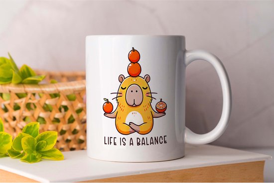 Mug La Life est un Balance - Capibara - Capybara - FunnyAF - AlwaysSarcastic - SarcasmLevel - SarcasmModeAan - FunnyHe - IkMaakEenJopje - DrogeHumor